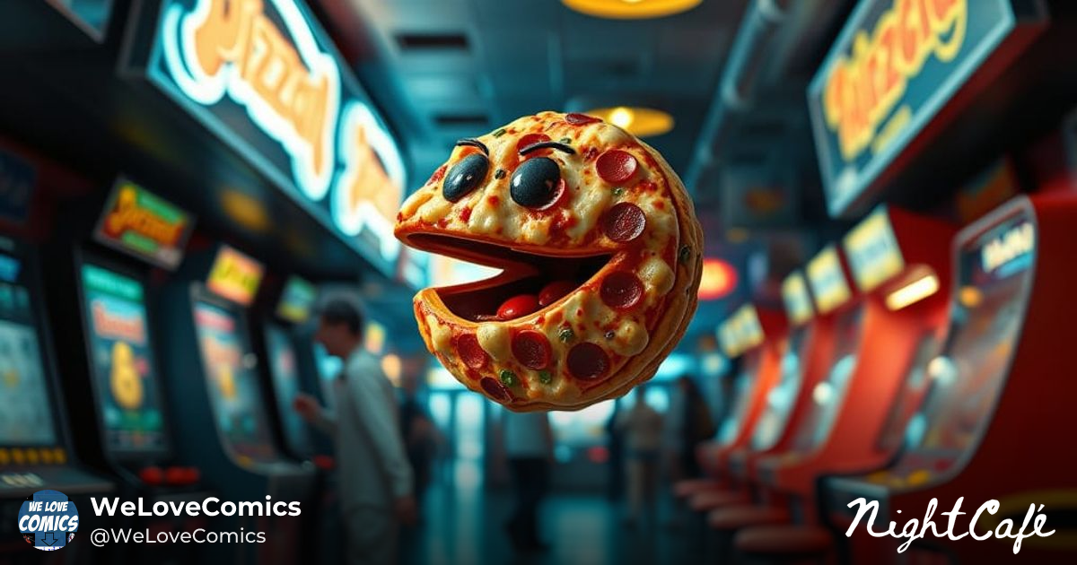 Hyper-Realistic Pizza Pac-Man in Arcade Setting - AI Art
