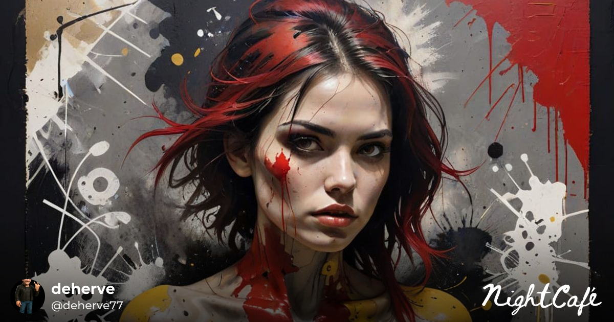 Grayscale Figure with Vivid Accents in Urban Style - AI Art