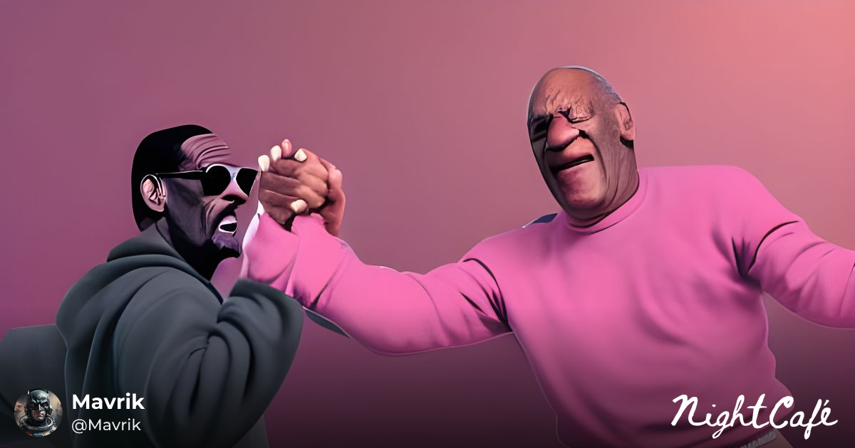 R. Kelly & Bill Cosby wresting in pink pudding. (II)