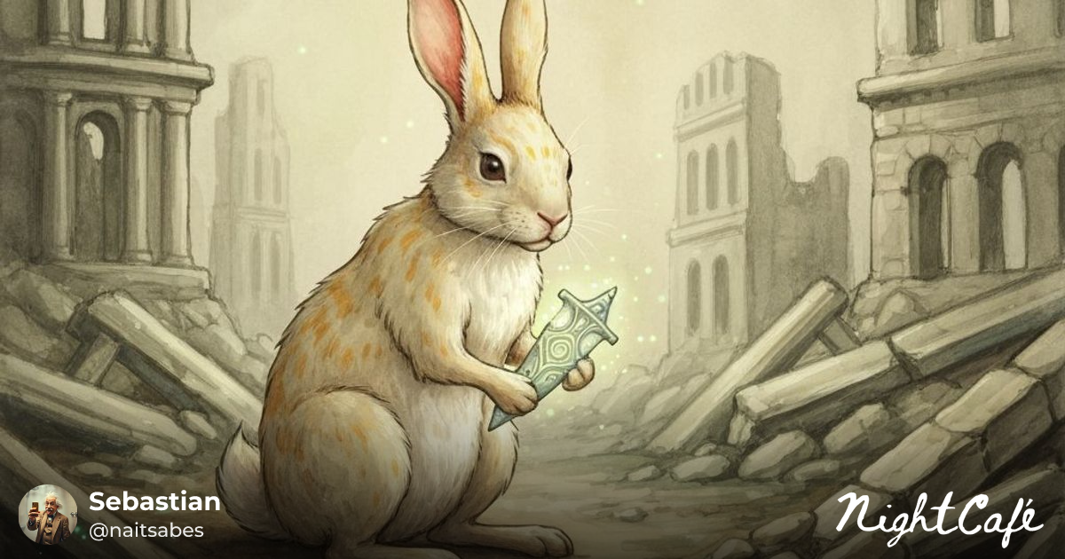 Ancient Rabbit - Ancient Rabbit with Arcane Artifact in Ruin...