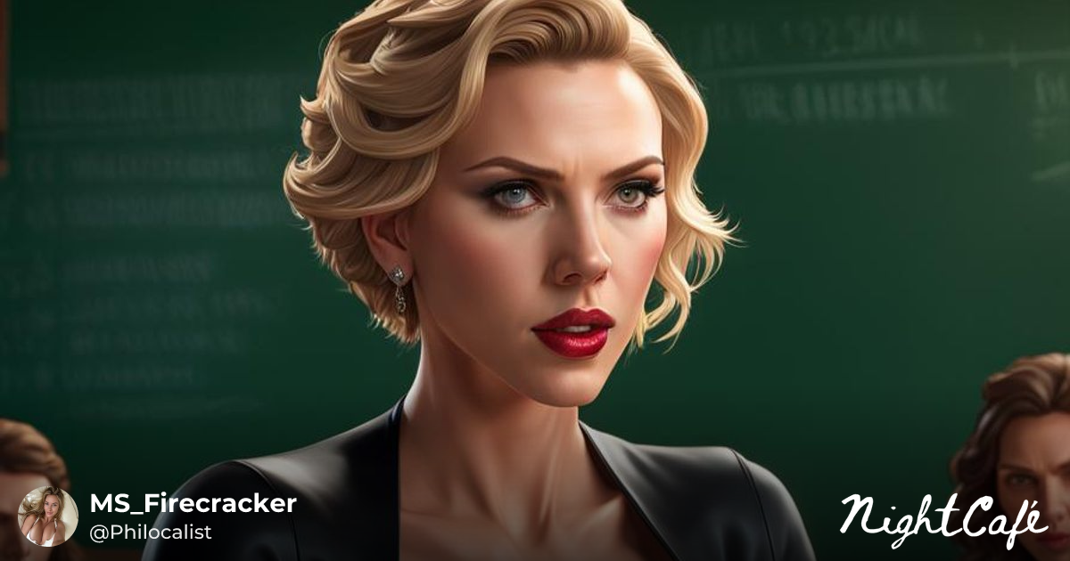 Mrs. Johansson - Realistic Portrait of Teacher in Classroom,...