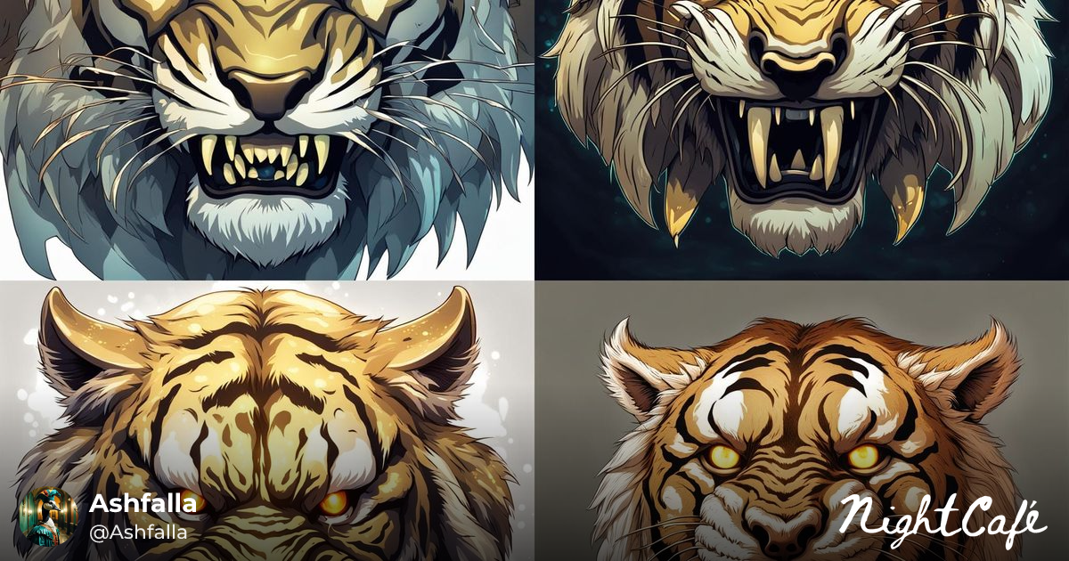 Sabertooth Tiger with Glowing Eyes - AI Art